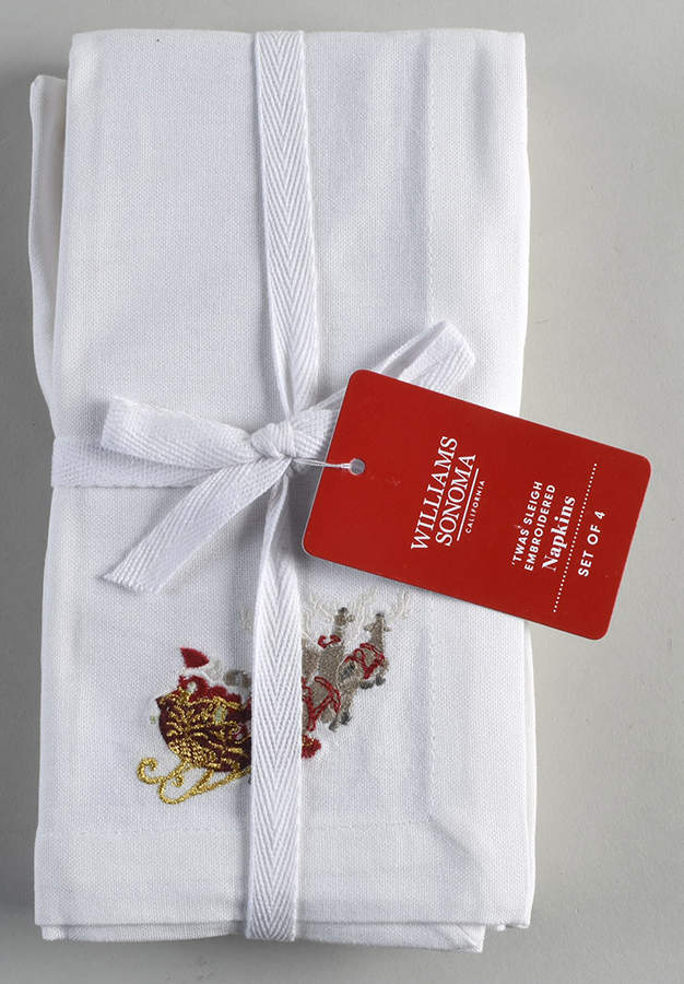 Twas the Night Before Christmas 20" Embroidered Linen Napkin - Set of 4 by Williams-Sonoma-1
