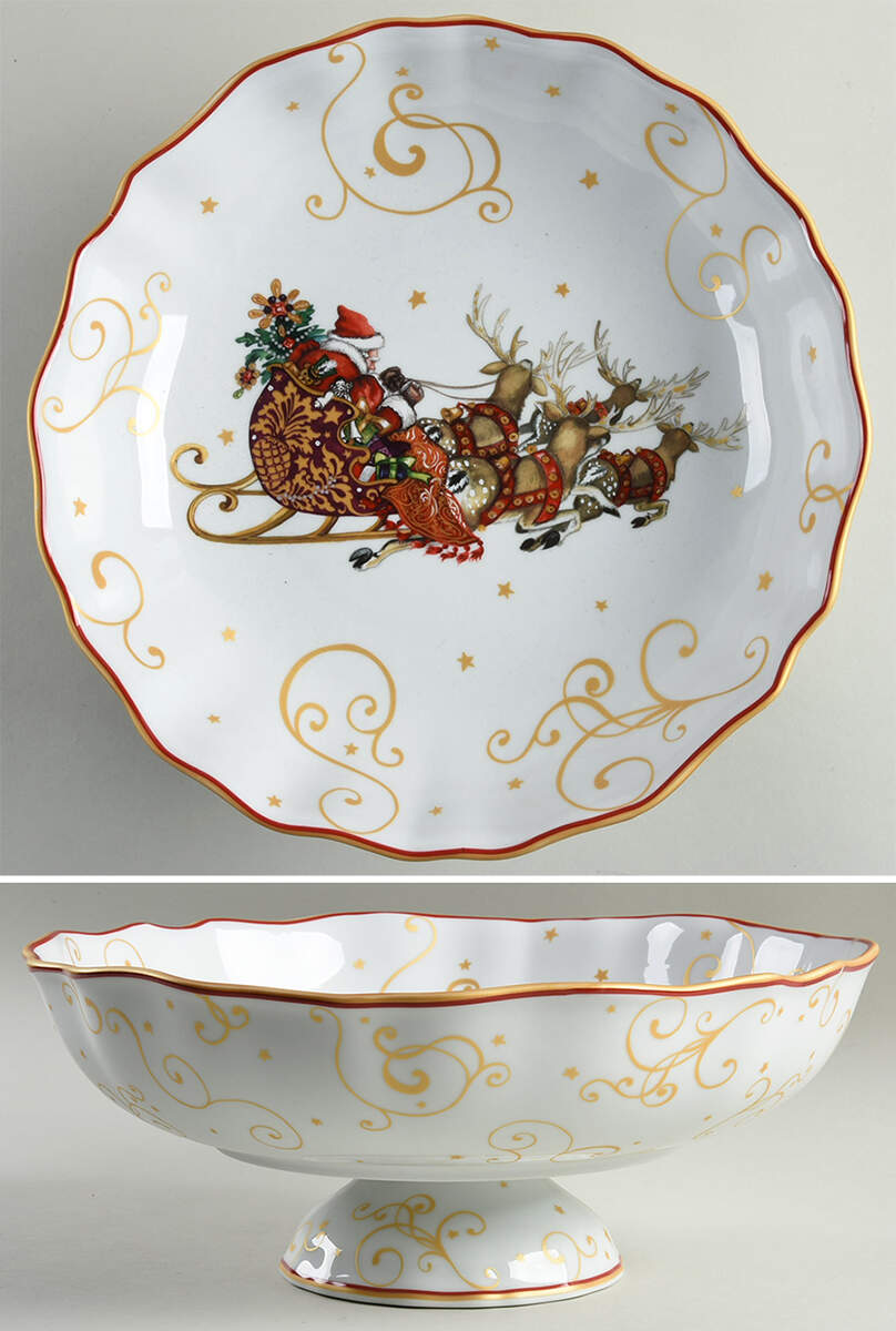Twas the Night Before Christmas Large Footed Fruit Bowl by Williams-Sonoma-1