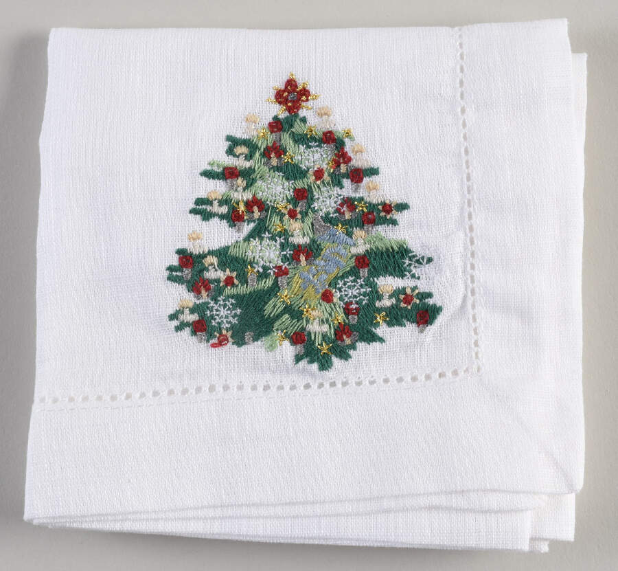 Twas the Night Before Christmas 20" Embroidered Linen Napkin by Williams-Sonoma-1
