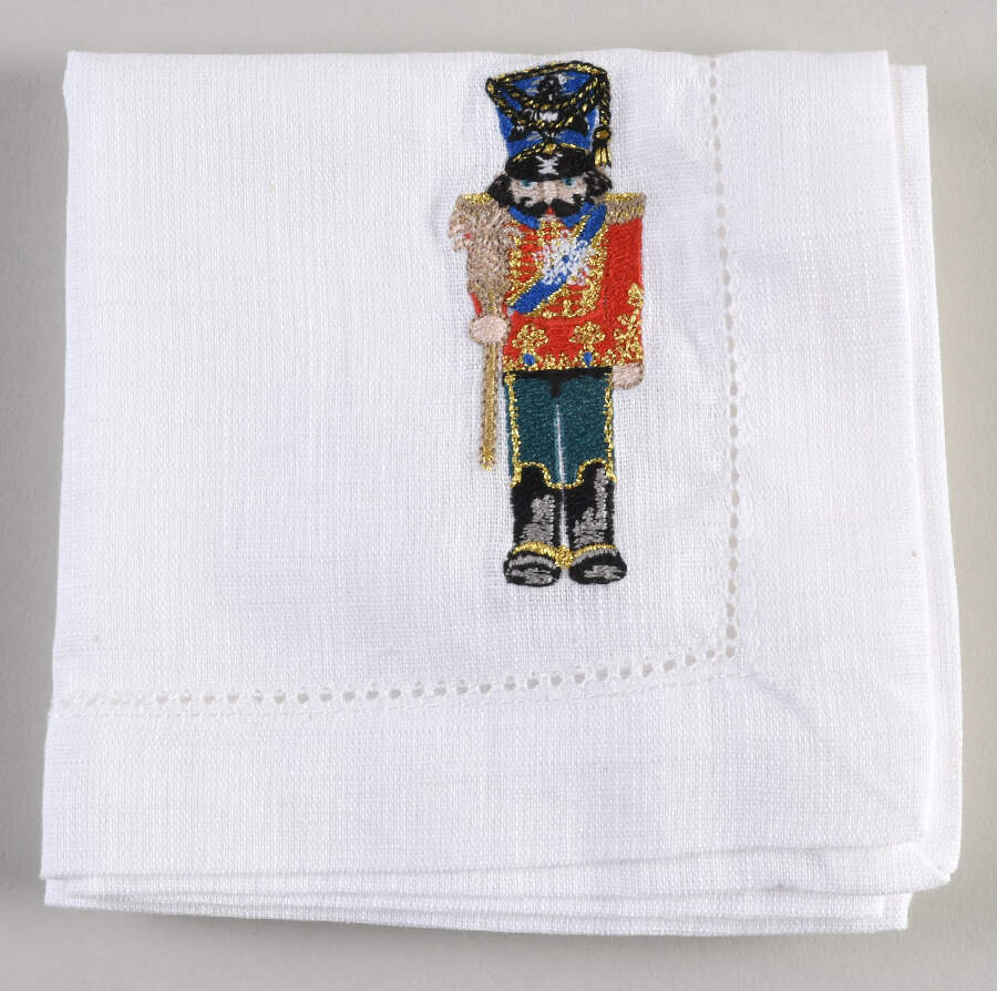 Twas the Night Before Christmas 20" Embroidered Linen Napkin by Williams-Sonoma-1