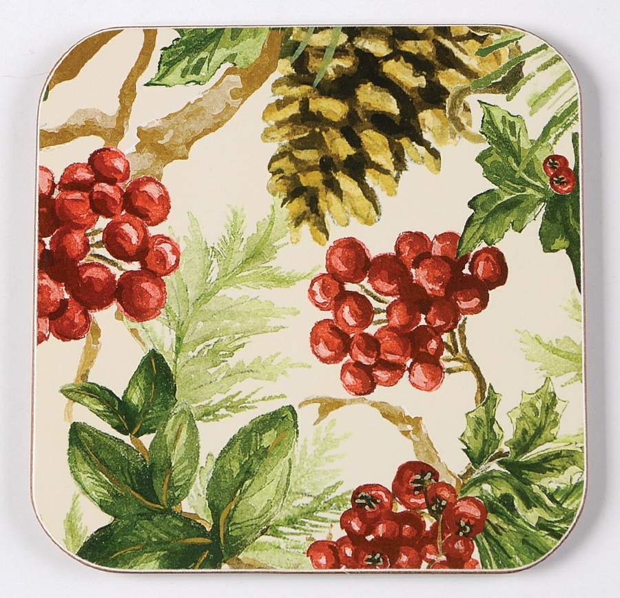 Botanical Wreath Square Corkback Coaster by Williams-Sonoma-1