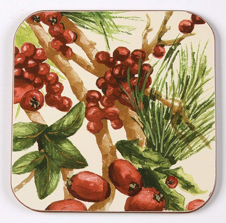 Botanical Wreath Square Corkback Coaster by Williams-Sonoma-1