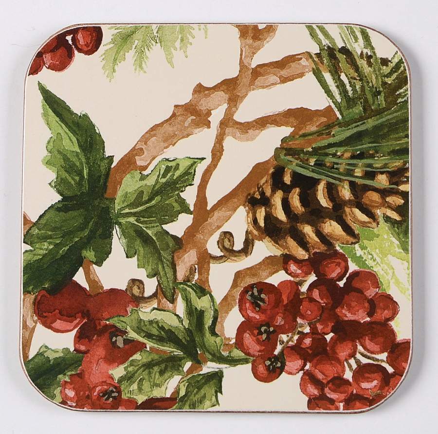 Botanical Wreath Square Corkback Coaster by Williams-Sonoma-1