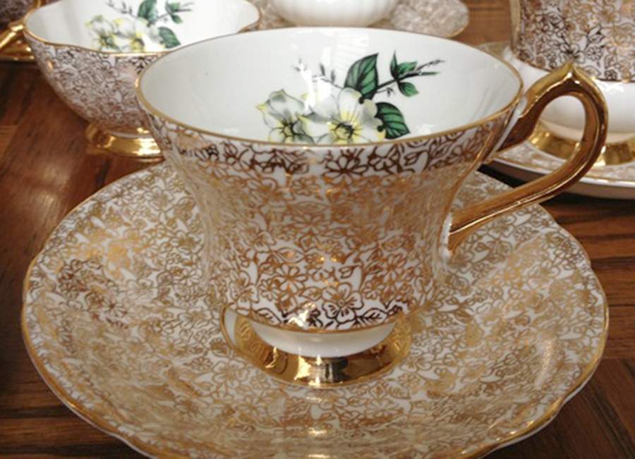 Dogwood Footed Cup & Saucer Set by Windsor (England)-1