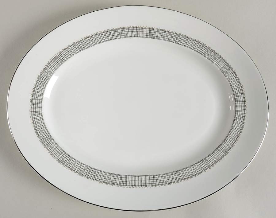 Gilded Weave Platinum 13" Oval Serving Platter by Wedgwood-1