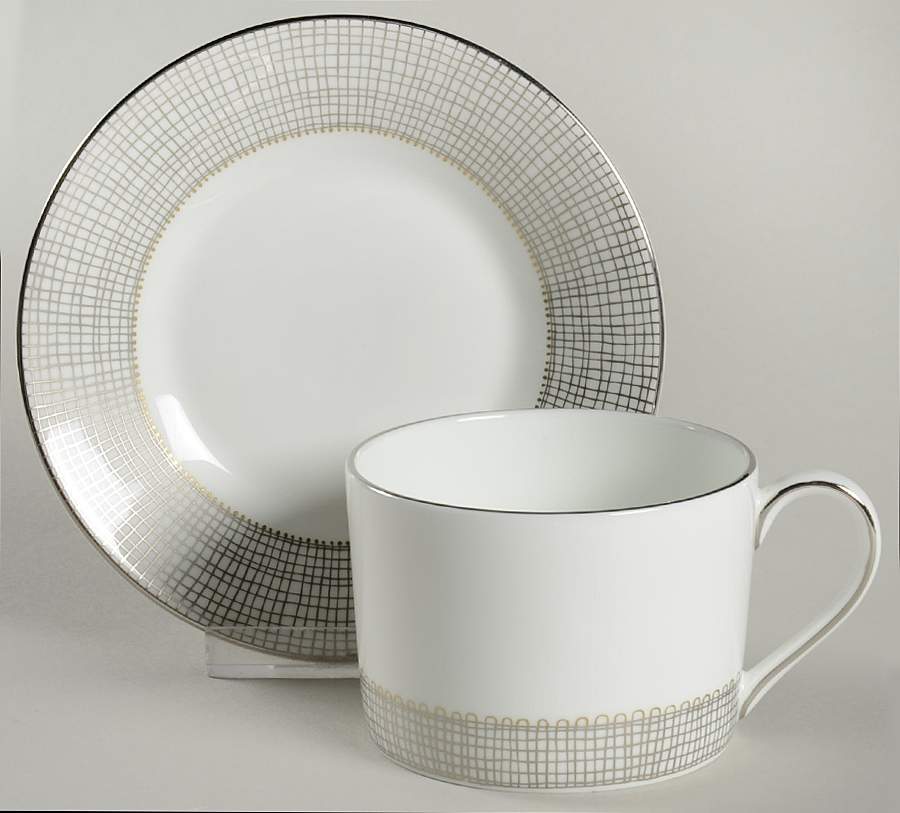 Gilded Weave Platinum Flat Cup & Saucer Set by Wedgwood-1