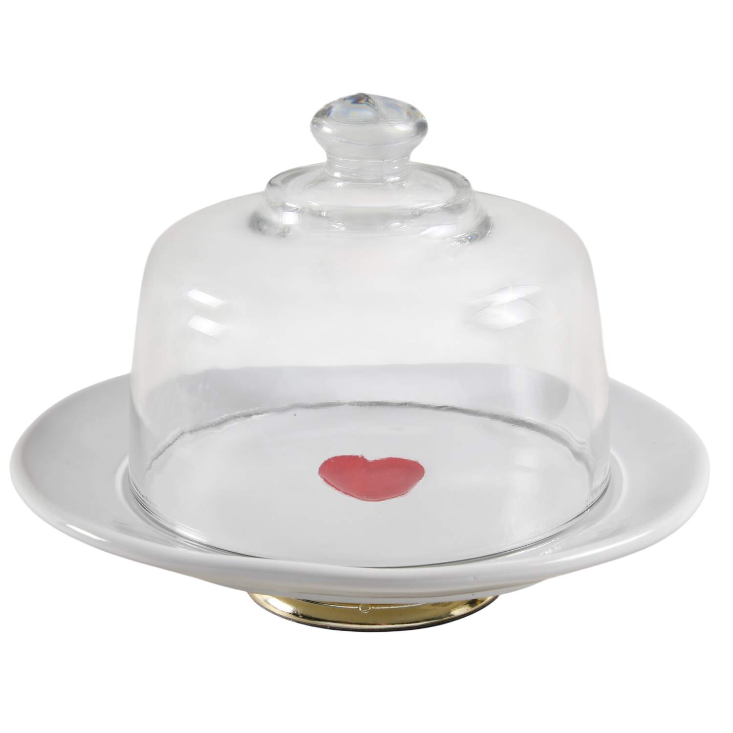 Valentine's Day 6 1/2"-7 1/2" Footed Cheese Plate w/ Glass Dome HC by Williams-Sonoma-1