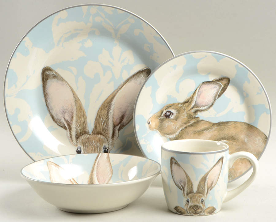 Damask Easter Bunny 4 Piece Place Setting by Williams-Sonoma-1