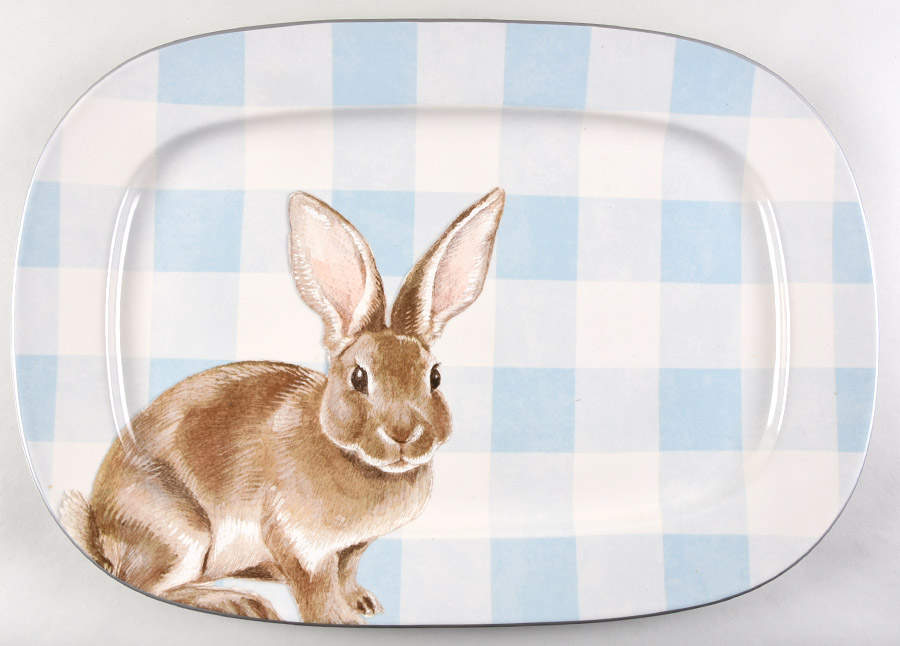 Damask Easter Bunny 19" Oval Serving Platter by Williams-Sonoma-1