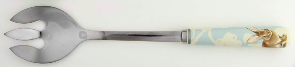 Damask Easter Bunny Salad Serving Fork with Stainless Prongs by Williams-Sonoma-1