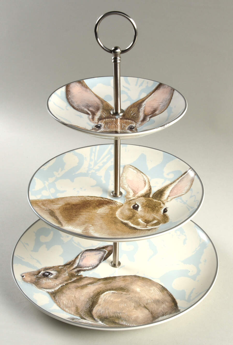 Damask Easter Bunny 3-Tiered Serving Tray (DP, SP, BB) by Williams-Sonoma-1
