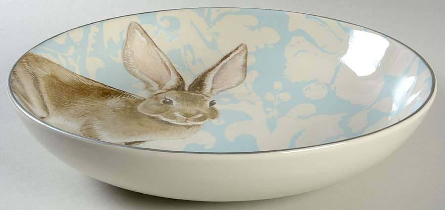 Damask Easter Bunny 12" Round Serving Bowl by Williams-Sonoma-1