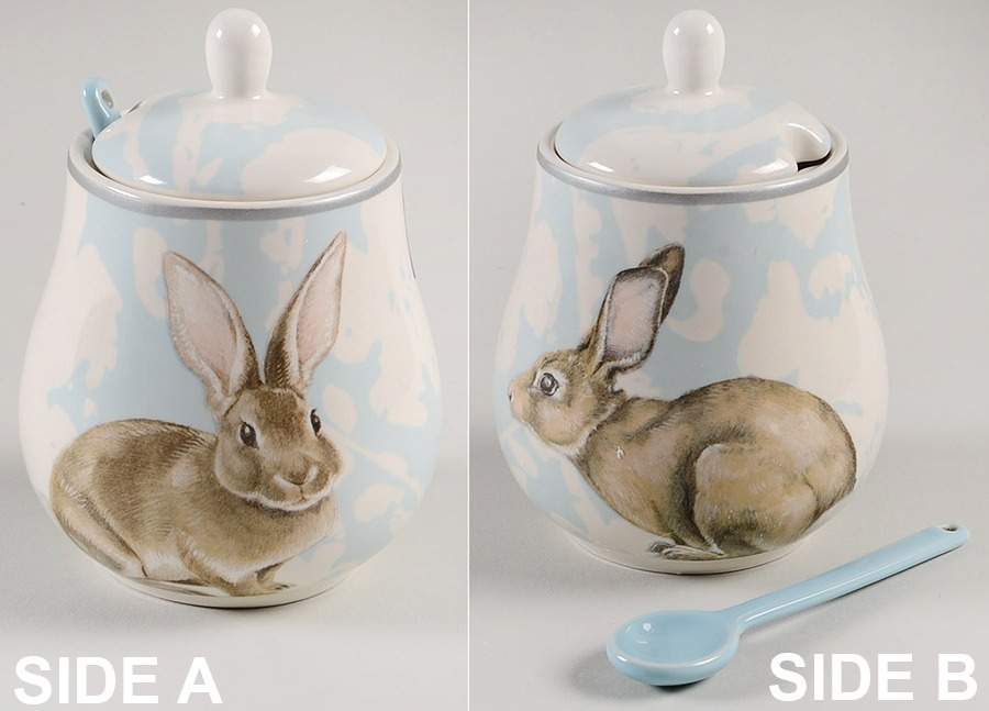 Damask Easter Bunny Sugar Bowl & Lid W/Spoon by Williams-Sonoma-1