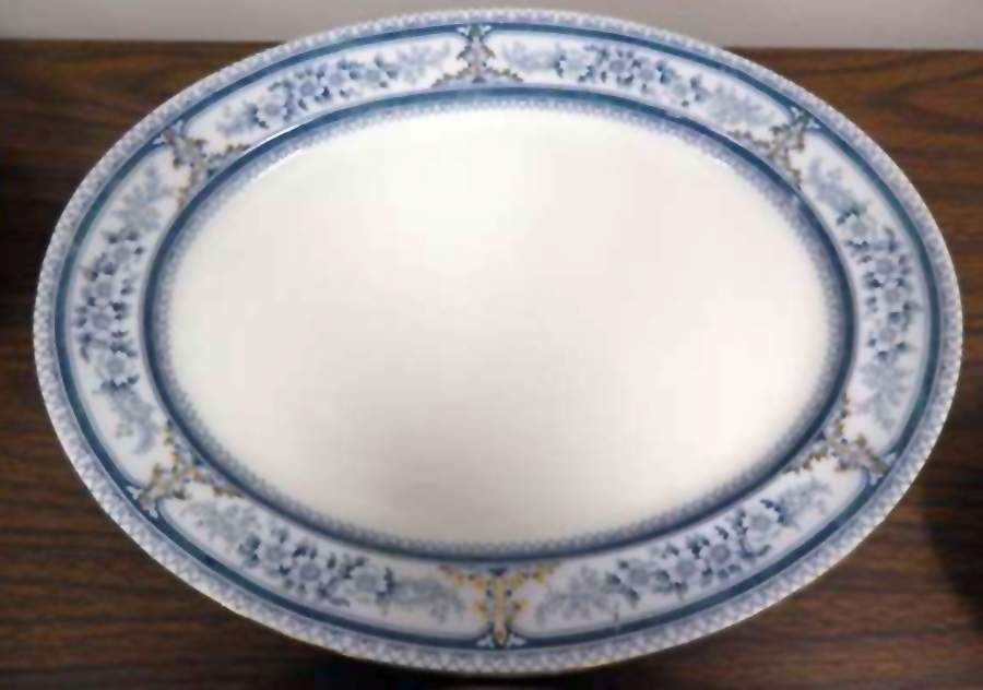 Lorraine Blue Green 14" Oval Serving Platter by Wood & Sons-1