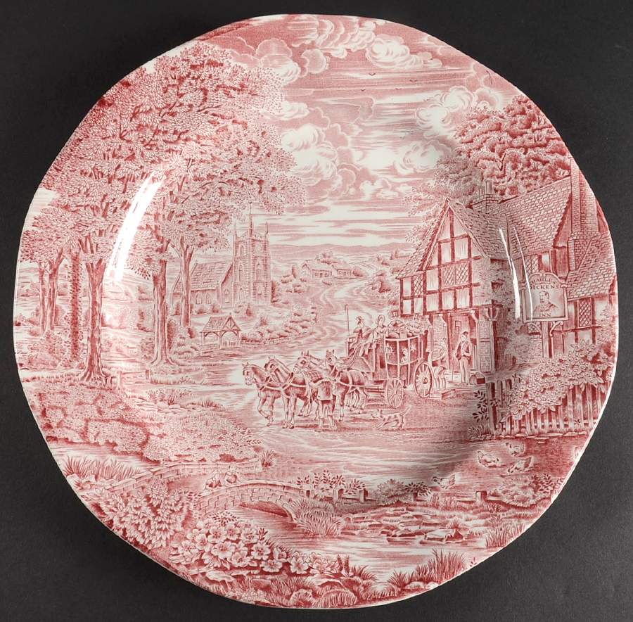 Dickens Coaching Days Red 11" Chop Plate (Round Platter) by Wedgwood-1