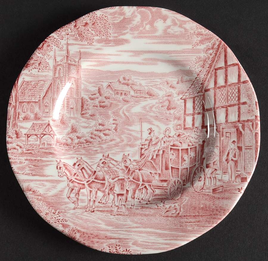 Dickens Coaching Days Red Bread & Butter Plate by Wedgwood-1