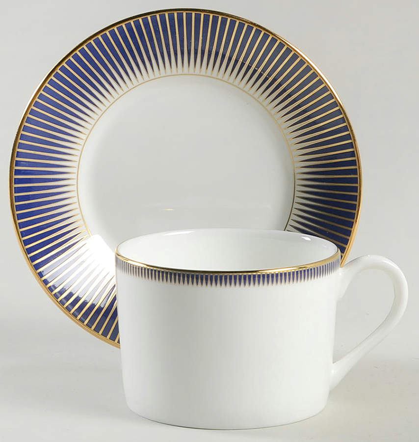 Lismore Diamond Lapis Flat Cup & Saucer Set by Waterford China-1