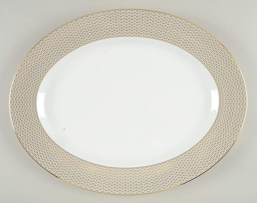 Lismore Diamond Cinnabar 15" Oval Serving Platter by Waterford China-1