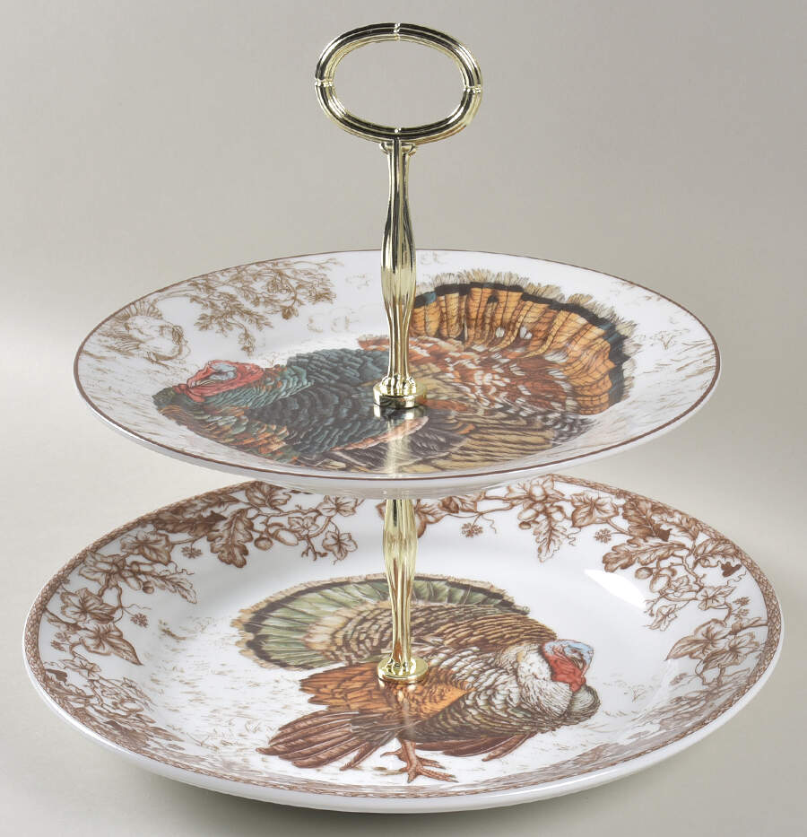 Plymouth 6 5/8"-10"  2 Tiered Serving Tray (Dp, Sp) HC by Williams-Sonoma-1