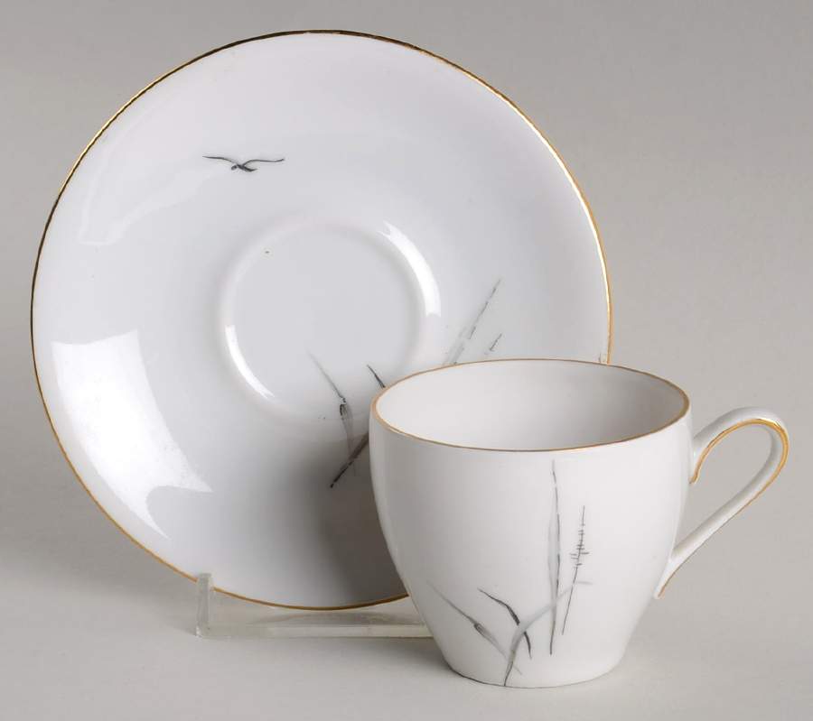 WIG13 (Gold Trim) Flat Demitasse Cup & Saucer Set by Winterling - Bavaria-1