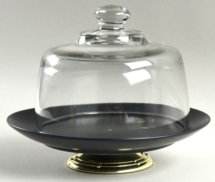 Hudson Black 6 1/2"-7 1/2" Footed Cheese Plate w/ Glass Dome HC by Williams-Sonoma-1