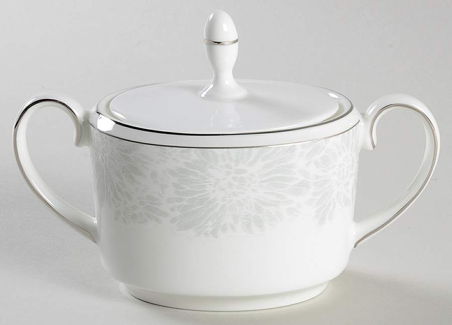 Vera Chantilly Lace Gray Sugar Bowl & Lid by Wedgwood-1