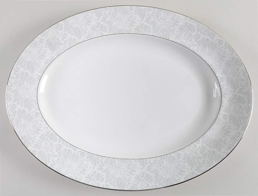 Vera Chantilly Lace Gray 14" Oval Serving Platter by Wedgwood-1