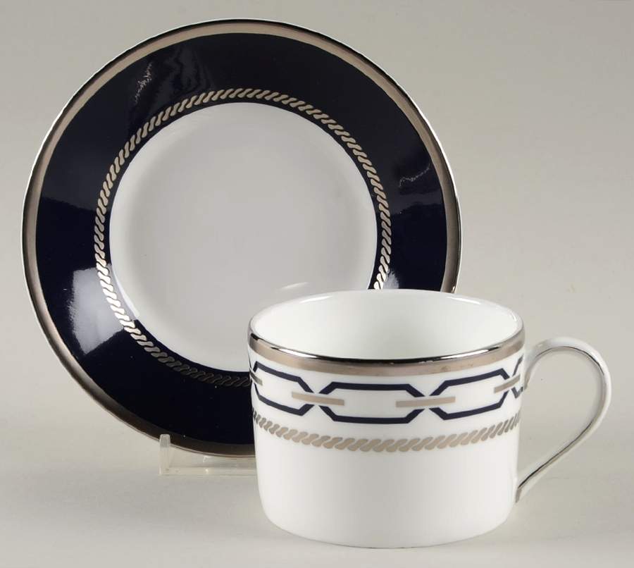 With Love Nouveau Indigo Flat Cup & Saucer Set by Wedgwood-1