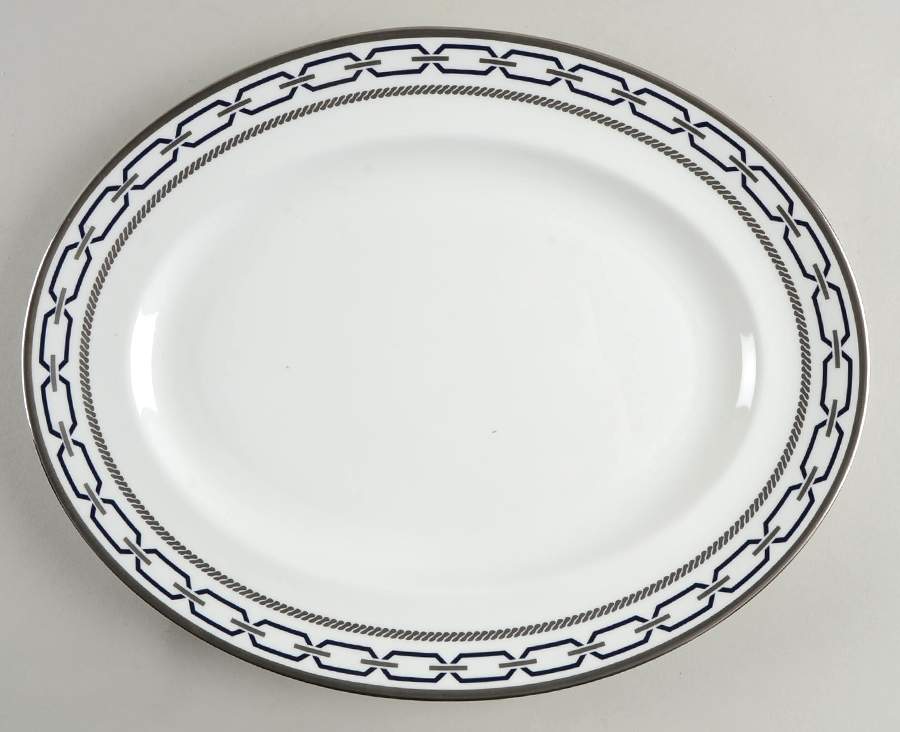 With Love Nouveau Indigo 13" Oval Serving Platter by Wedgwood-1