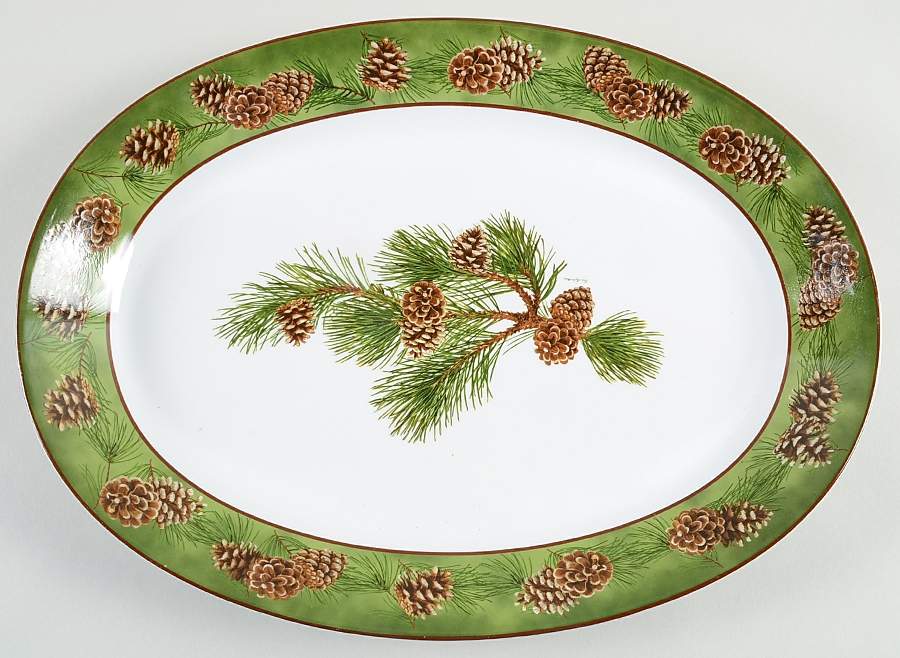 Pinecone Coupe 16" Oval Serving Platter by Wild Wings-1