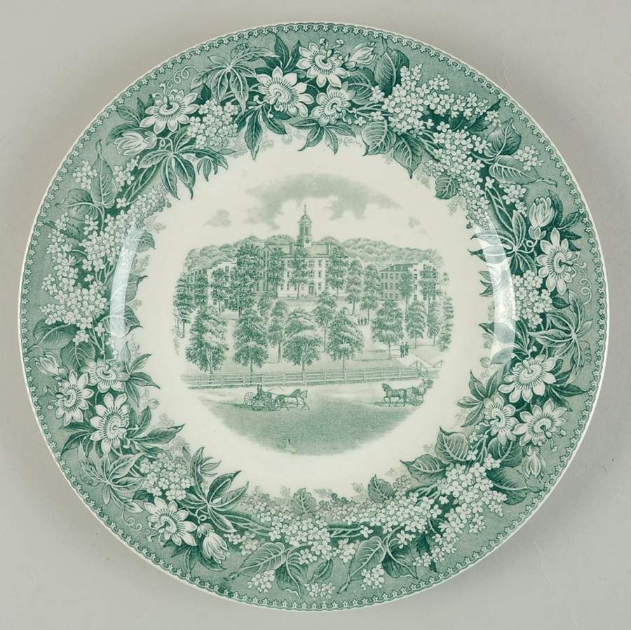 Ohio University Green (Floral Border) Dinner Plate by Wedgwood-1