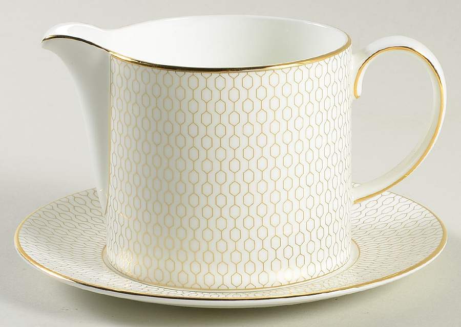 Arris Gio Gold Gravy Boat & Underplate by Wedgwood-1