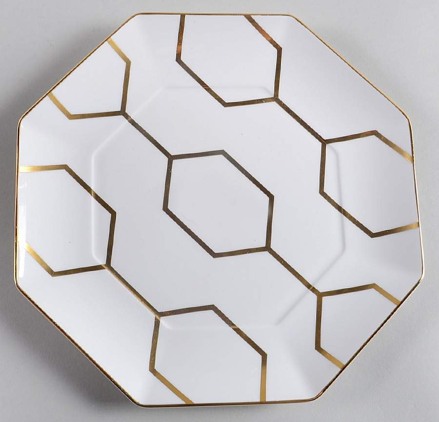 Arris Gio Gold Octagonal Luncheon Plate by Wedgwood-1