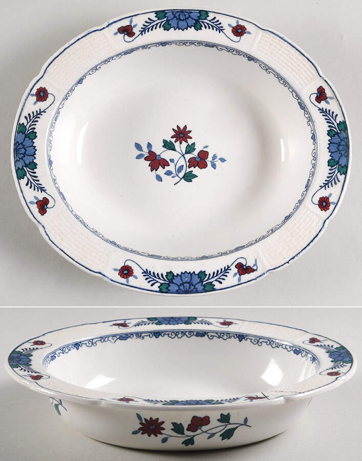 Saxon (Red&Blue) 8" Oval Vegetable Bowl by Wedgwood-1