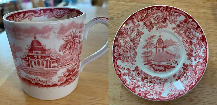 Chinese Red Flat Demitasse Cup & Saucer Set by Wedgwood-1