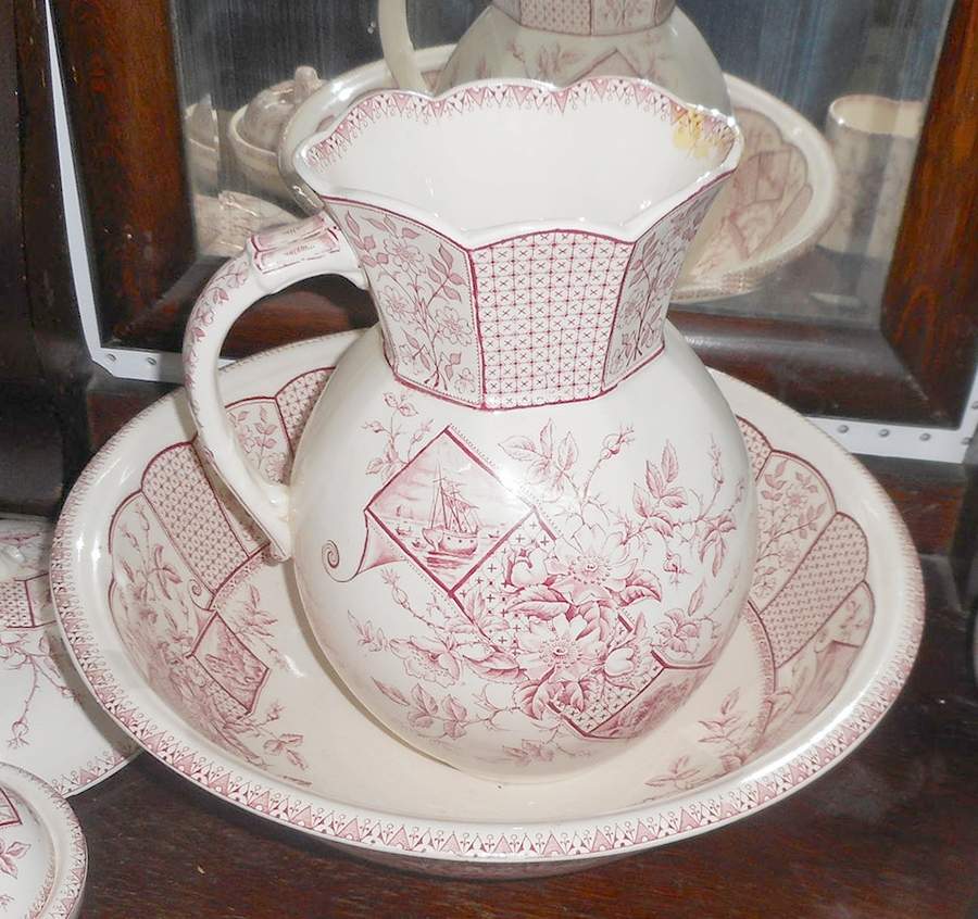 Etruria-Pink Large Pitcher & Bowl Set by Whittaker & Co-1