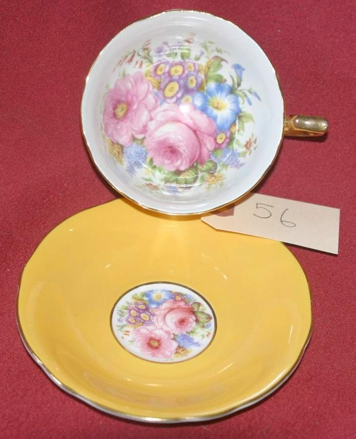 385-66 (Yellow) Footed Cup & Saucer Set by Windsor (England)-1