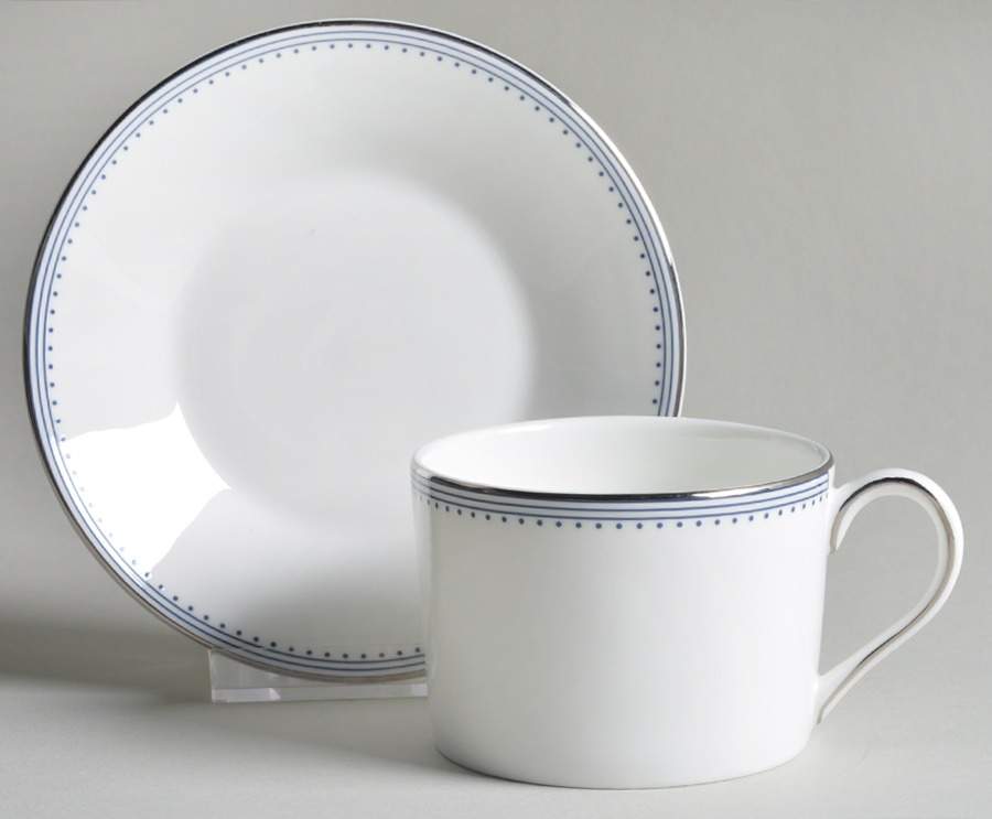 Grosgrain Indigo Flat Cup & Saucer Set by Wedgwood-1