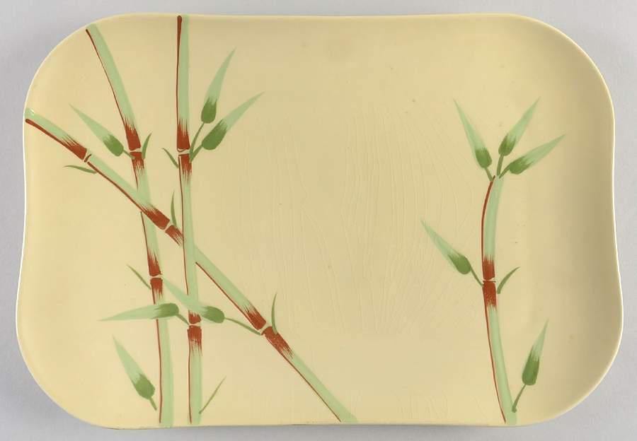 Bambu Yellow 13" Oval Serving Platter by Weil Ware-1