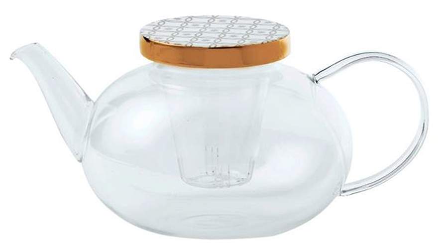 Tea Garden Glassware Teapot & Ceramic Lid w/Infuser by Wedgwood-1