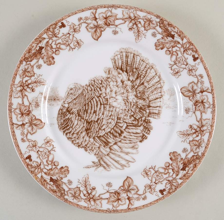 Plymouth Turkey Toile Salad Plate by Williams-Sonoma-1