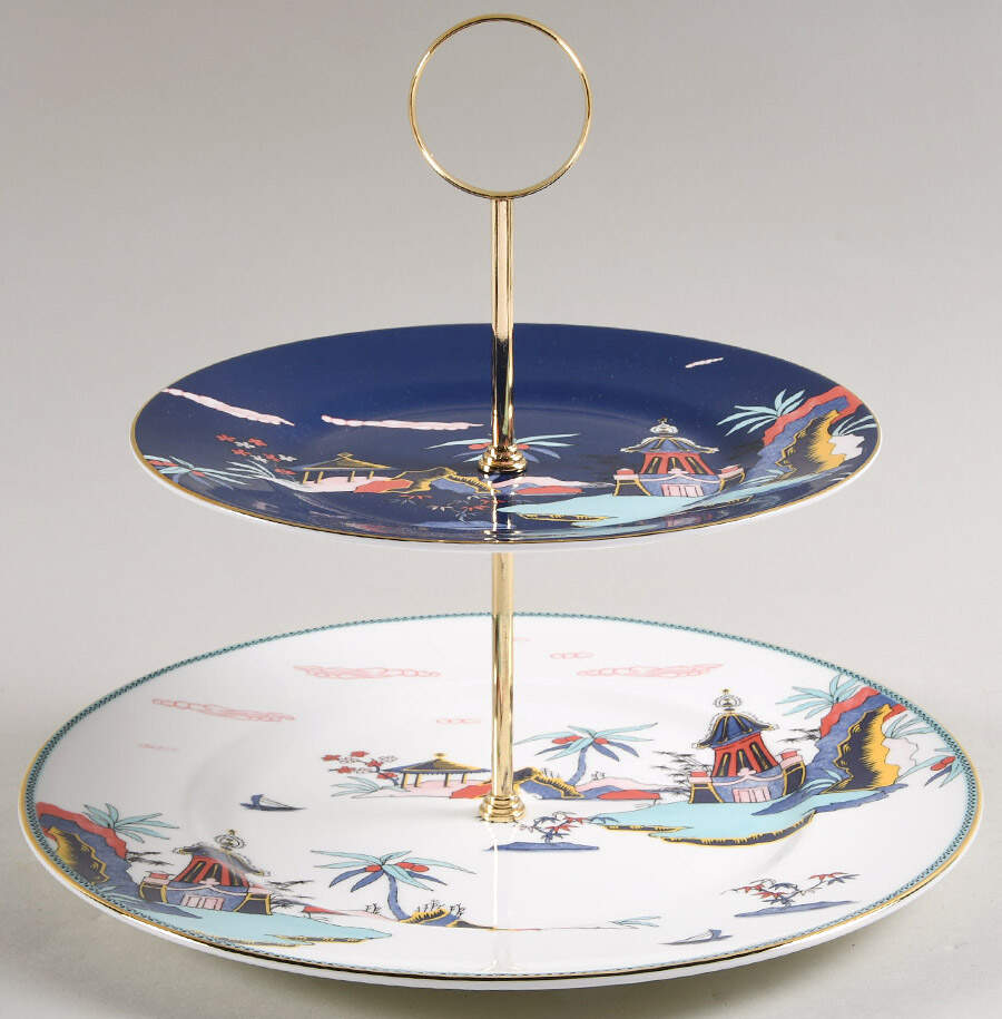 Wonderlust 2 Tiered Serving Tray (Dinner & Salad Plate) by Wedgwood-1