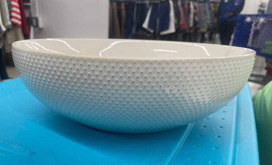 Textured White 12" Round Serving Bowl by West Elm-1