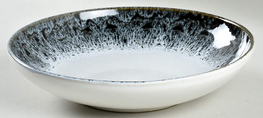 Reactive Glaze Black White 8" Individual Pasta Bowl by West Elm-1