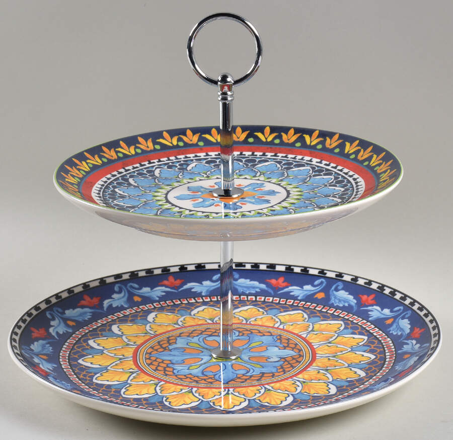 Sicily 2 Tiered Serving Tray (Dinner & Salad Plate) by Williams-Sonoma-1