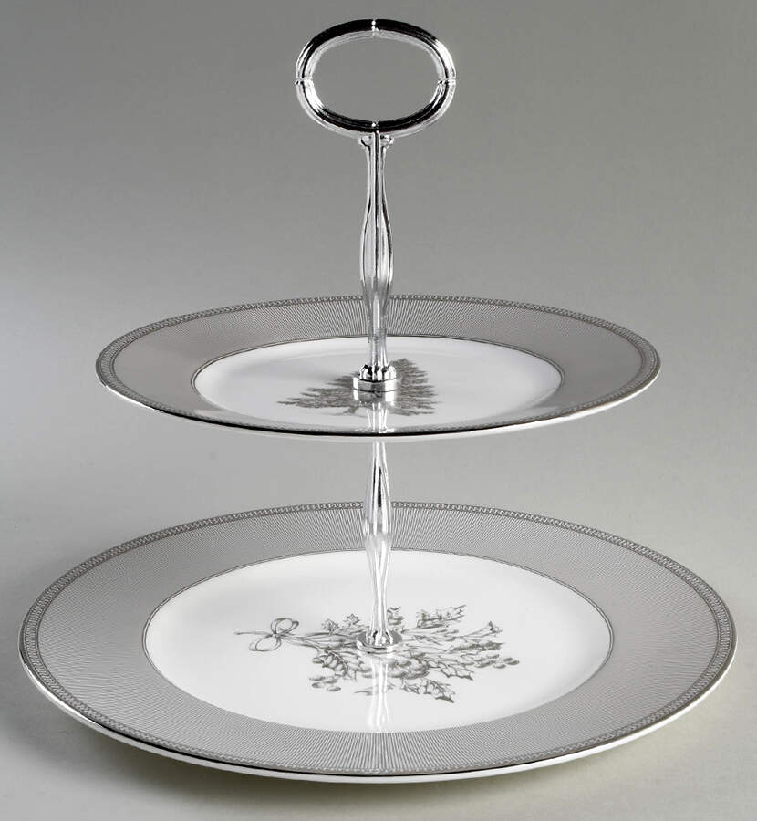 Winter White 2 Tiered Serving Tray (Dinner & Salad Plate) by Wedgwood-1