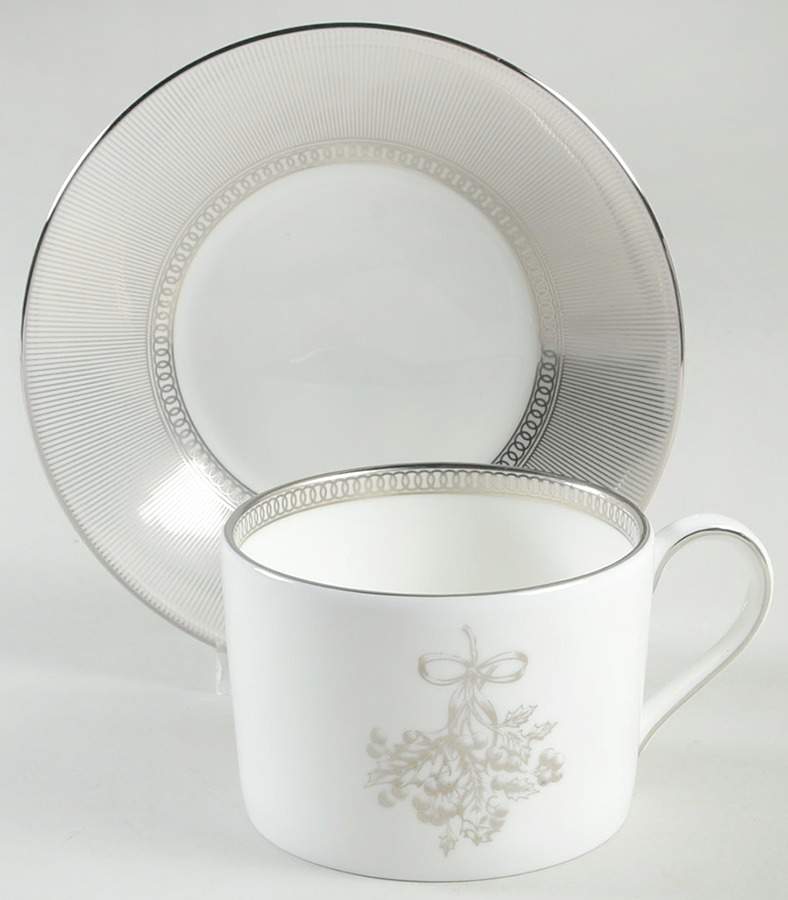 Winter White Flat Cup & Saucer Set by Wedgwood-1