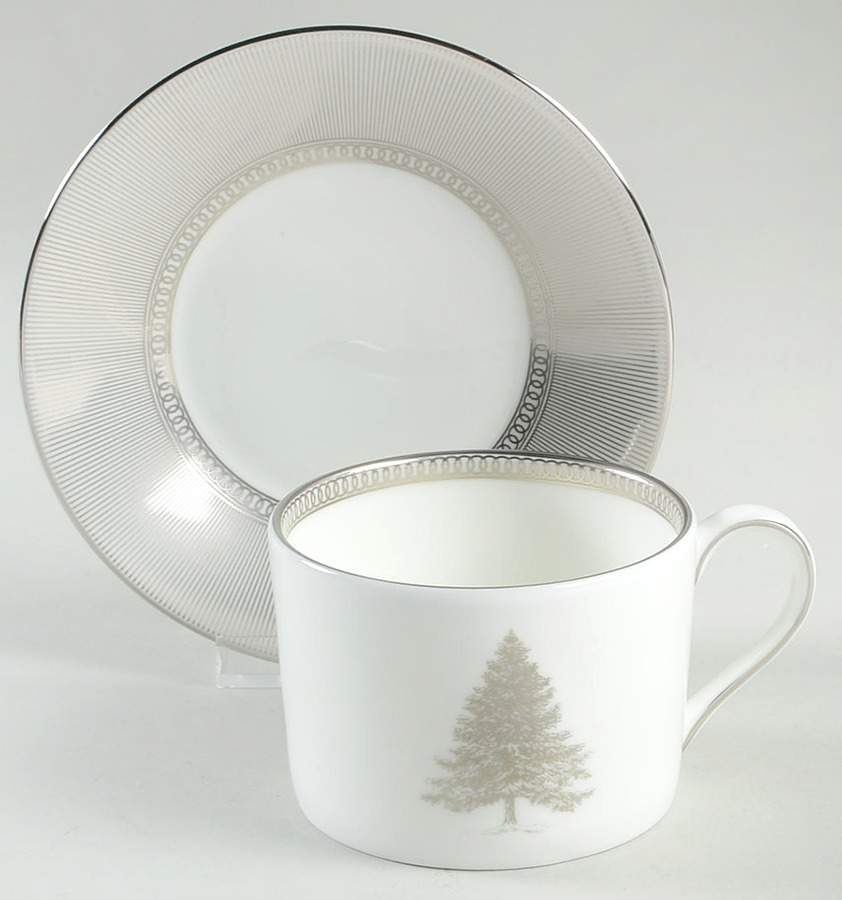 Winter White Flat Cup & Saucer Set by Wedgwood-1