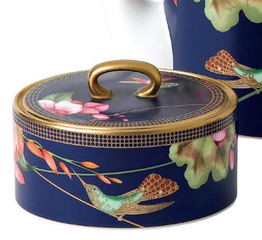 Hummingbird Blue Sugar Bowl & Lid by Wedgwood-1