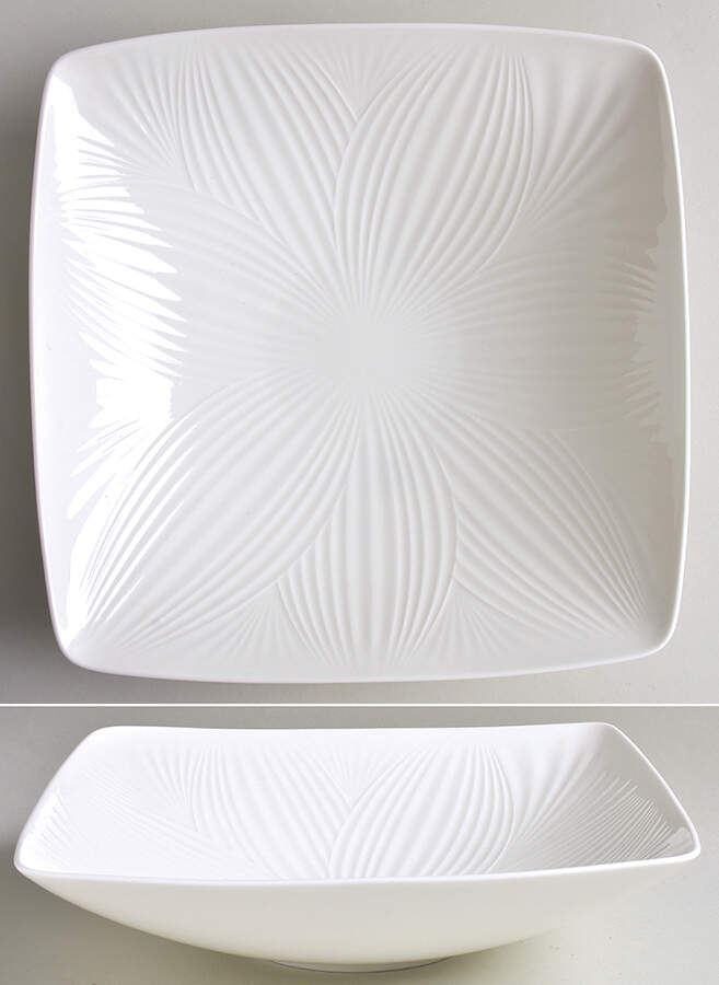 White Folia 10" Square Sculpted Bowl by Wedgwood-1